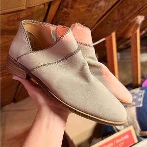 Lucky Brand Light Taupe Slip-On Ankle Booties with Stud Trim